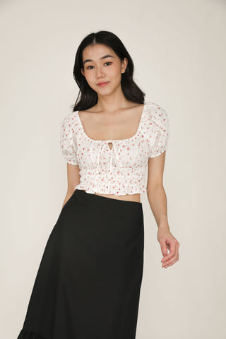 Delphi Drawstring Shirred Top