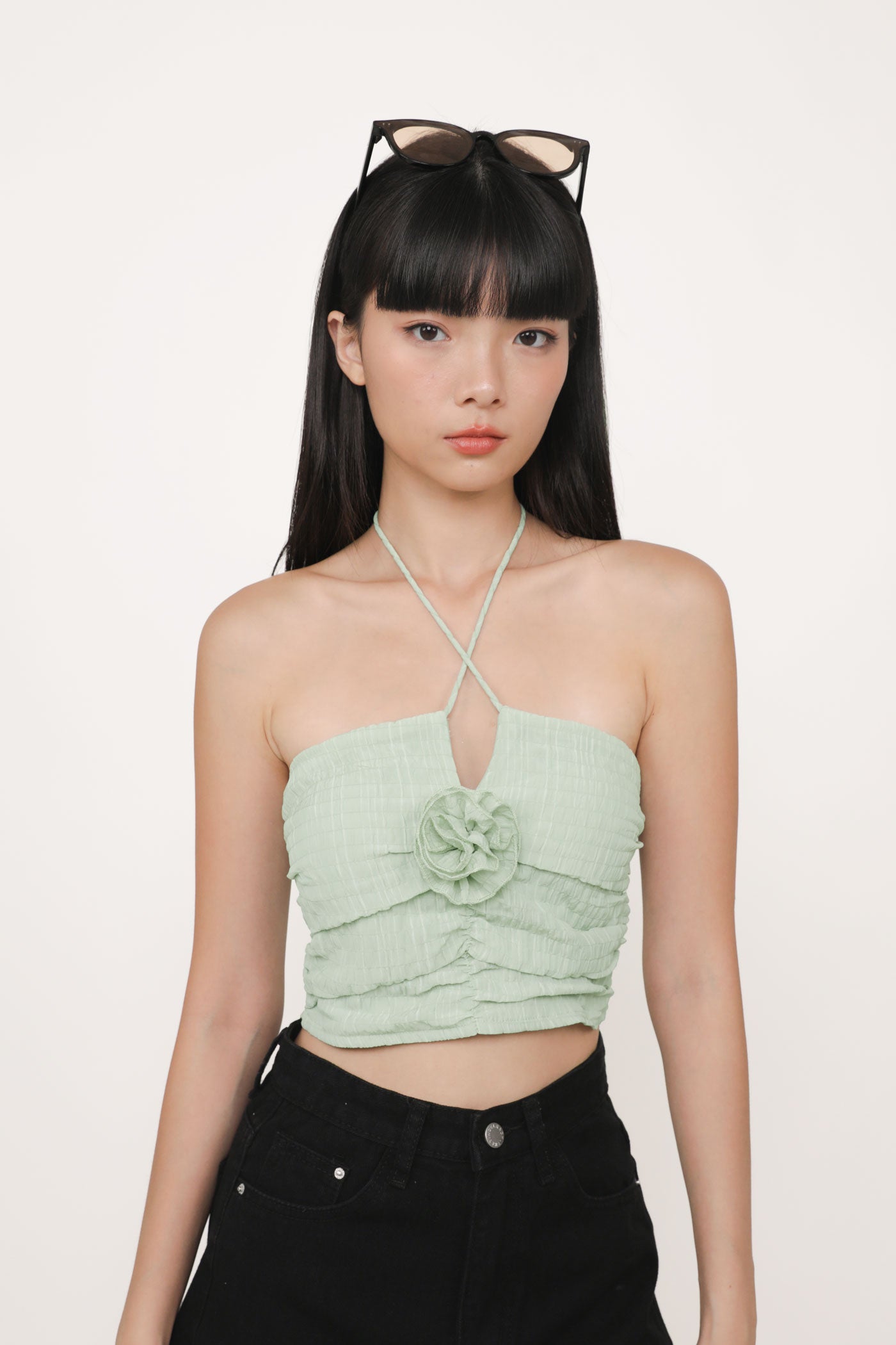 Delsy Rosette Halter Padded Top – The Tinsel Rack