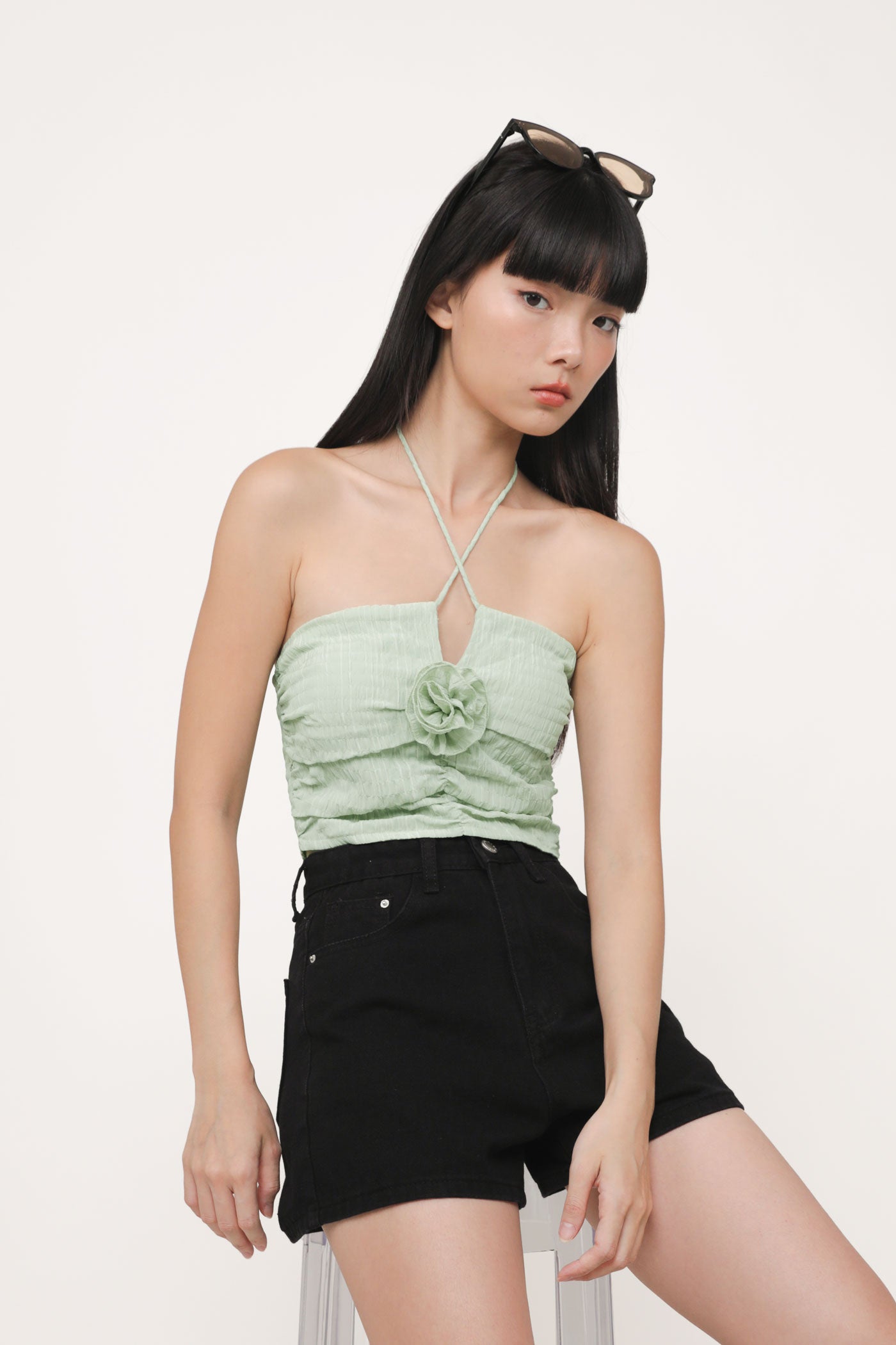 Delsy Rosette Halter Padded Top – The Tinsel Rack