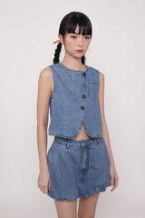Reagan Denim Button Top