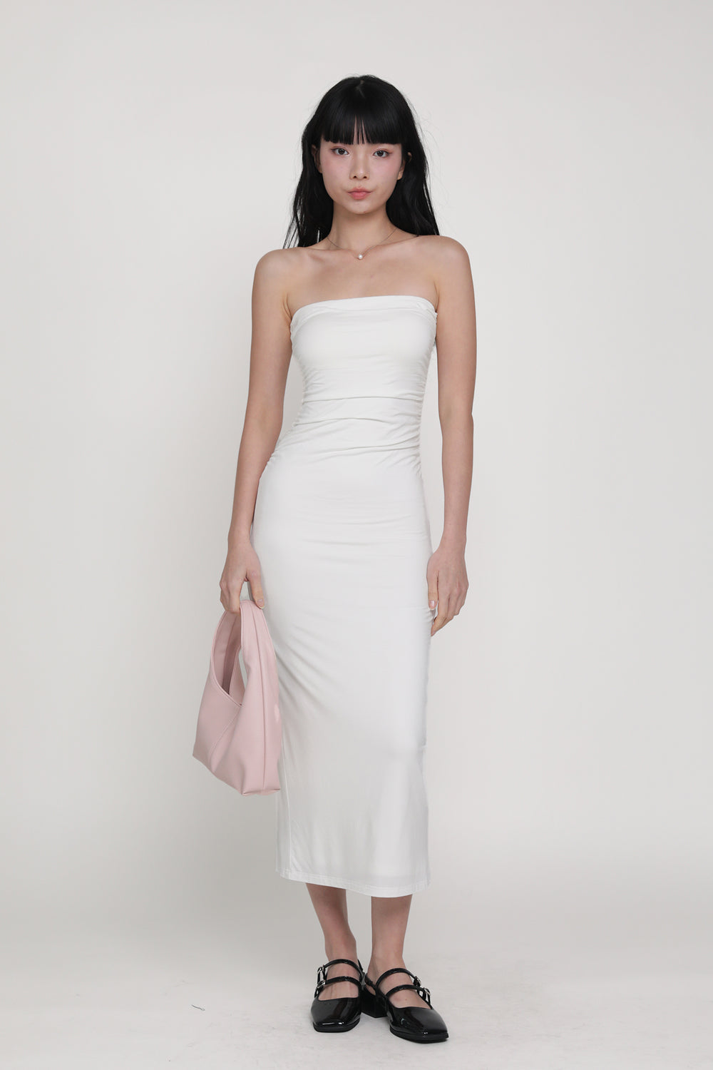 Dyllis Ruched Tube Padded Maxi Dress