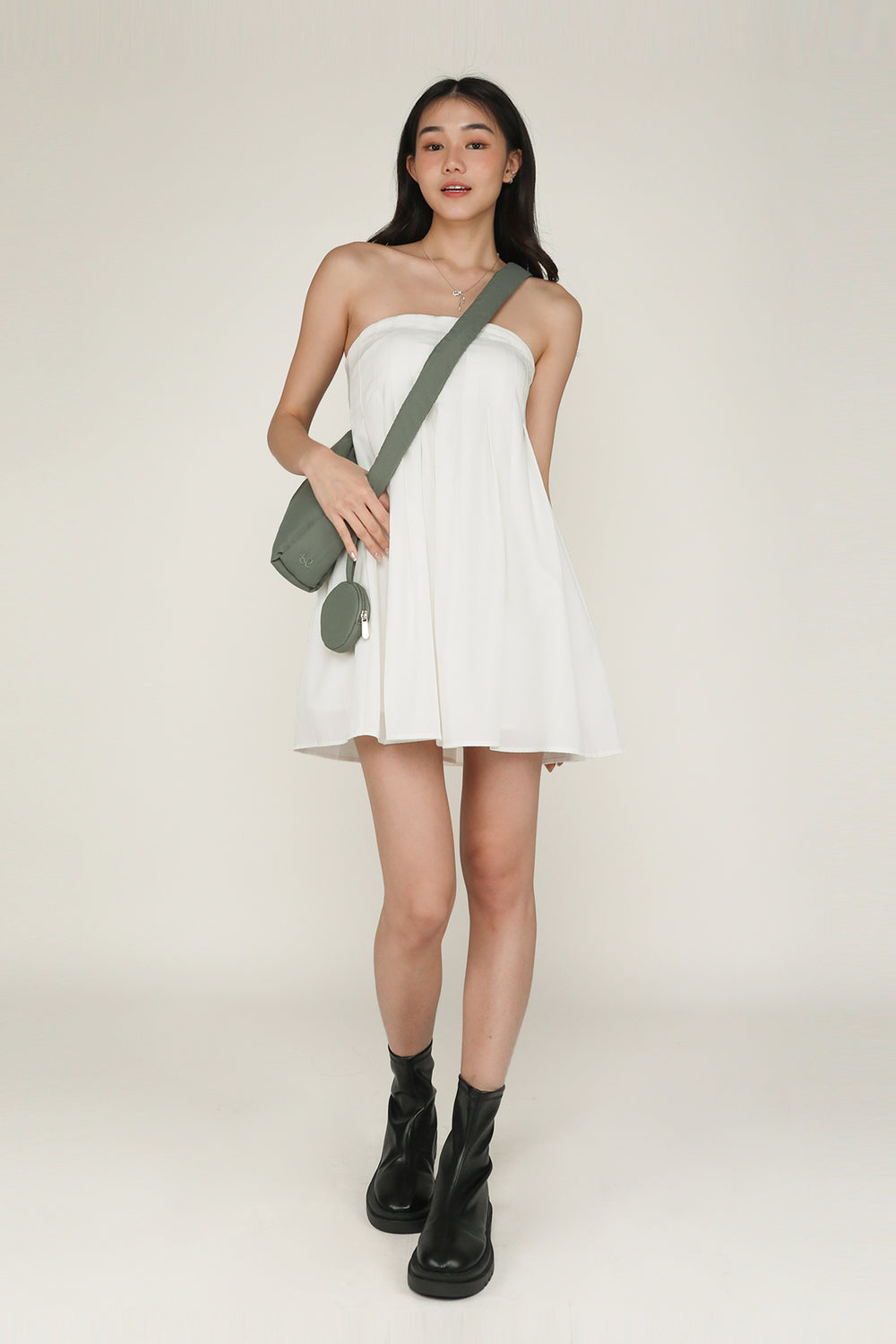 Elodie Pleated Tube Padded Dress