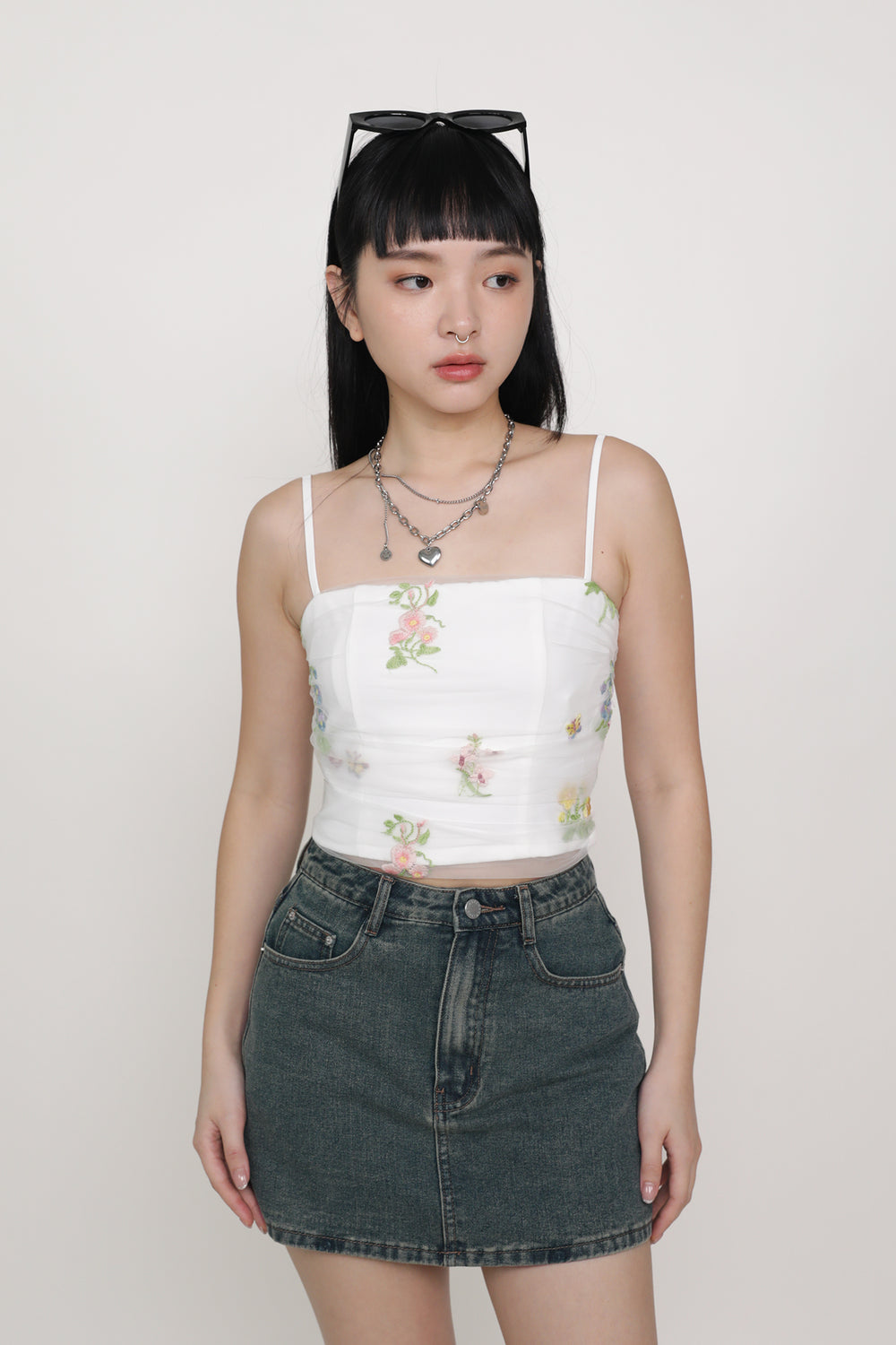 Evelina Embroidery Mesh Padded Top