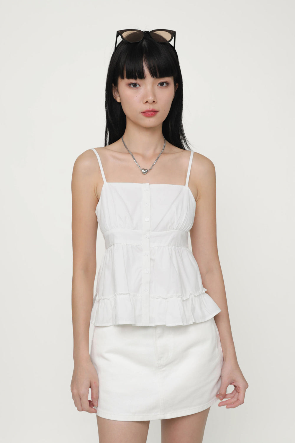 Fae Button Babydoll Top