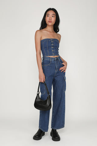 Franc Denim Button Tube Top