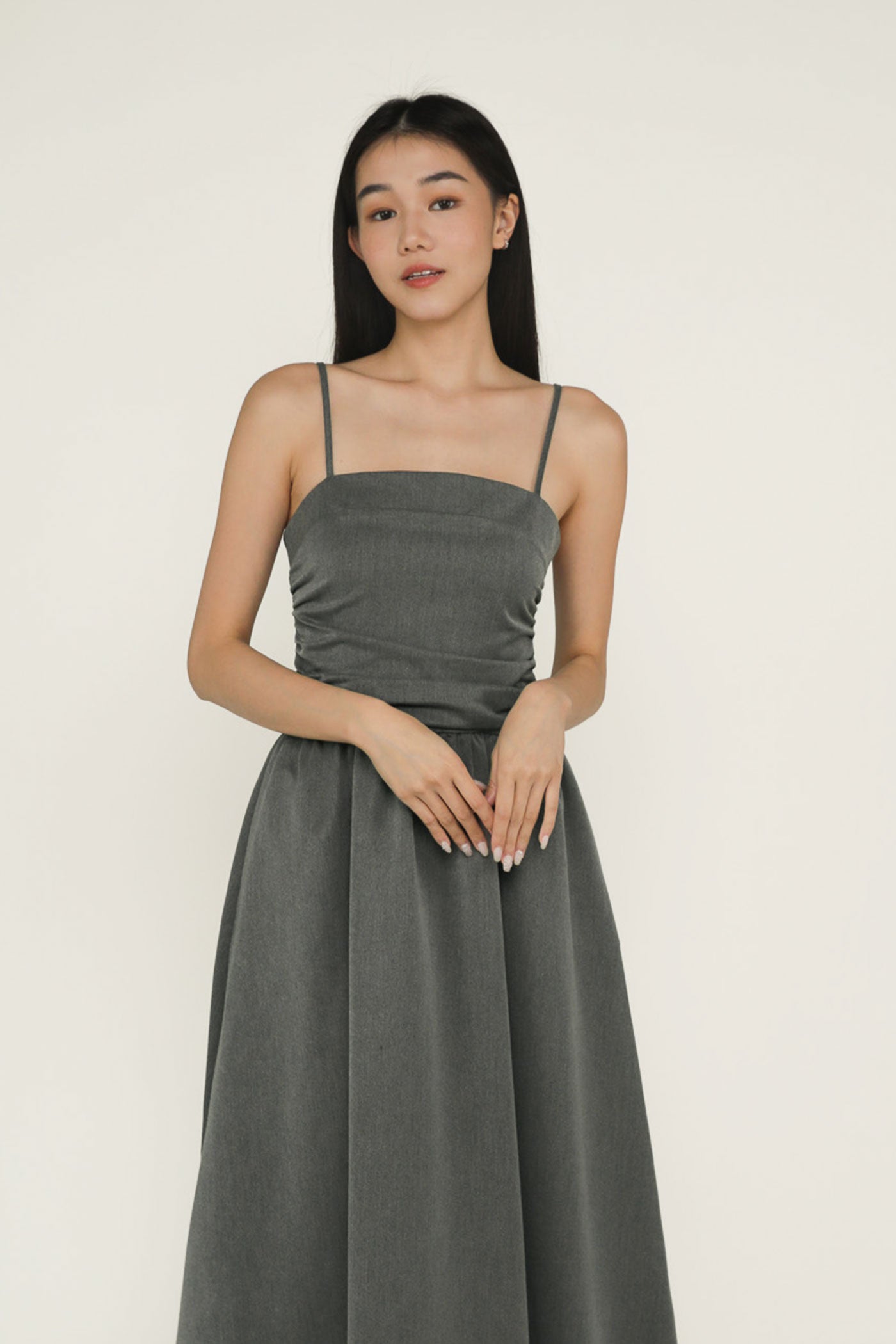 Gladys Ruched Front Midi Dress – The Tinsel Rack