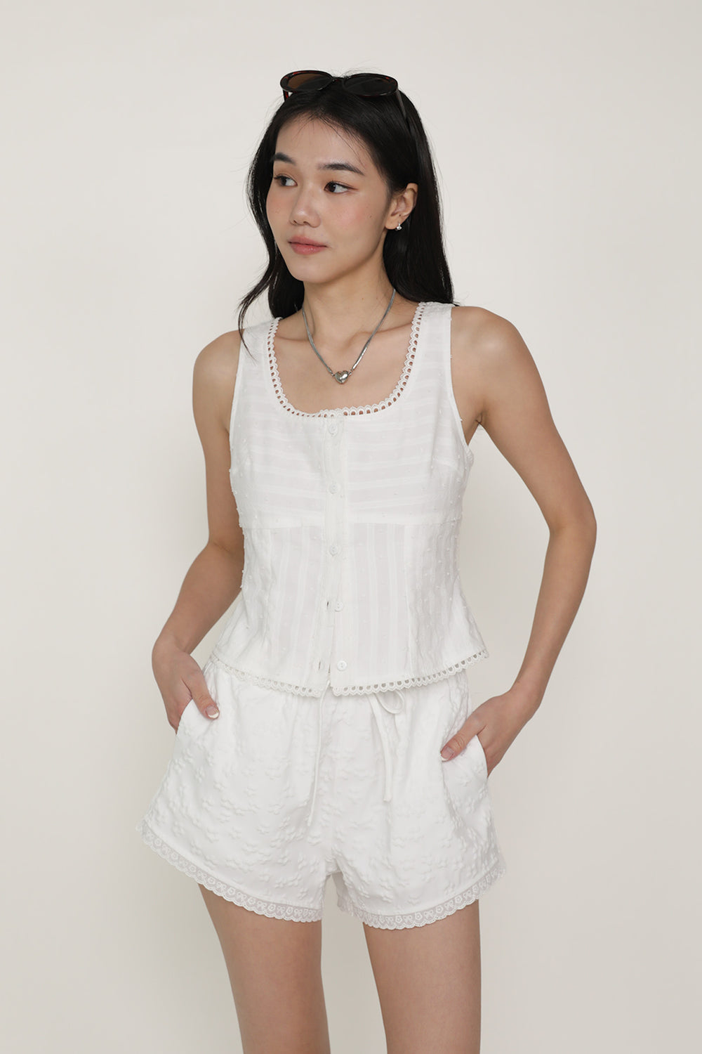 Harleigh Embossed Lace Shorts