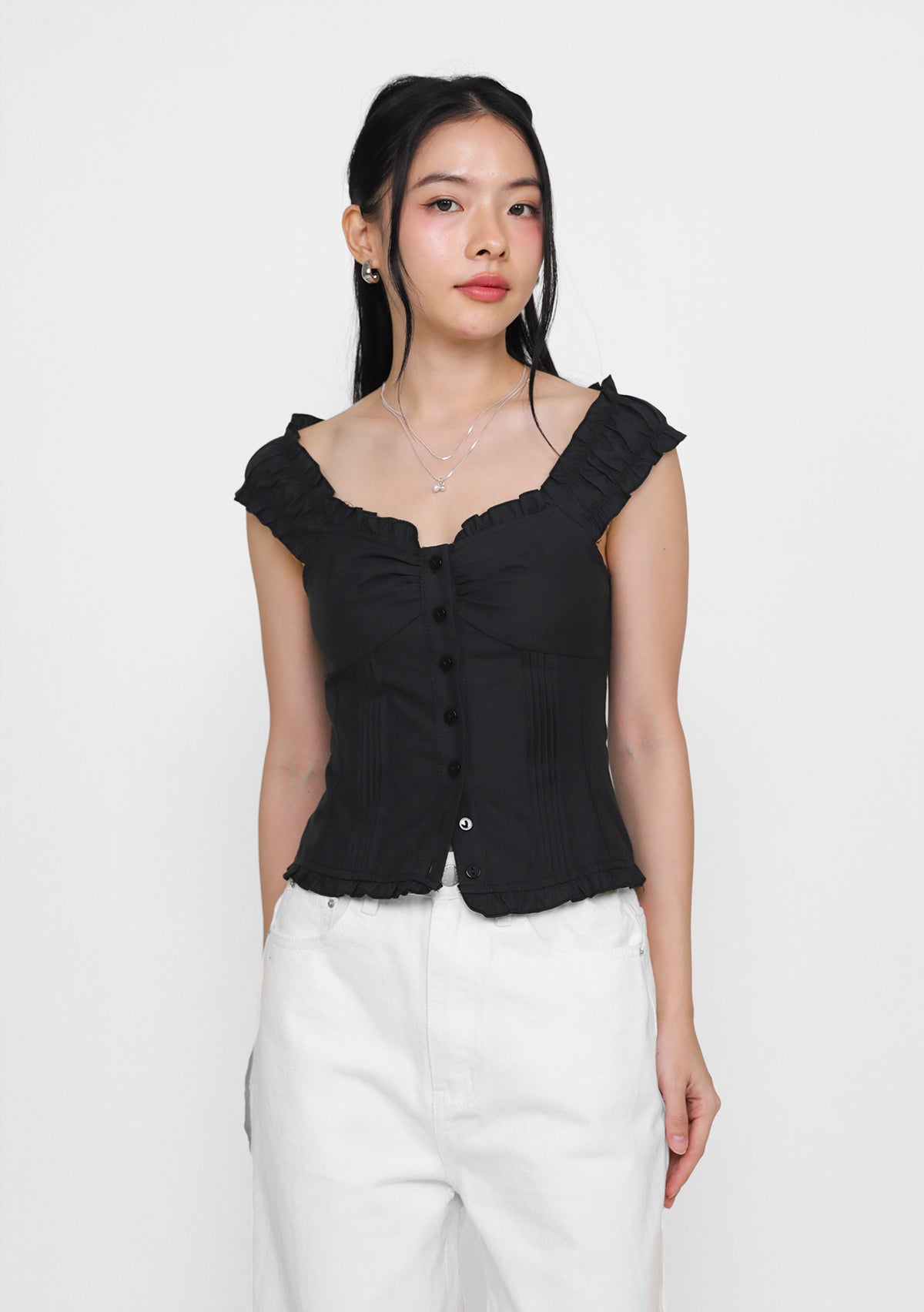 Haru Ruched Button Blouse – The Tinsel Rack