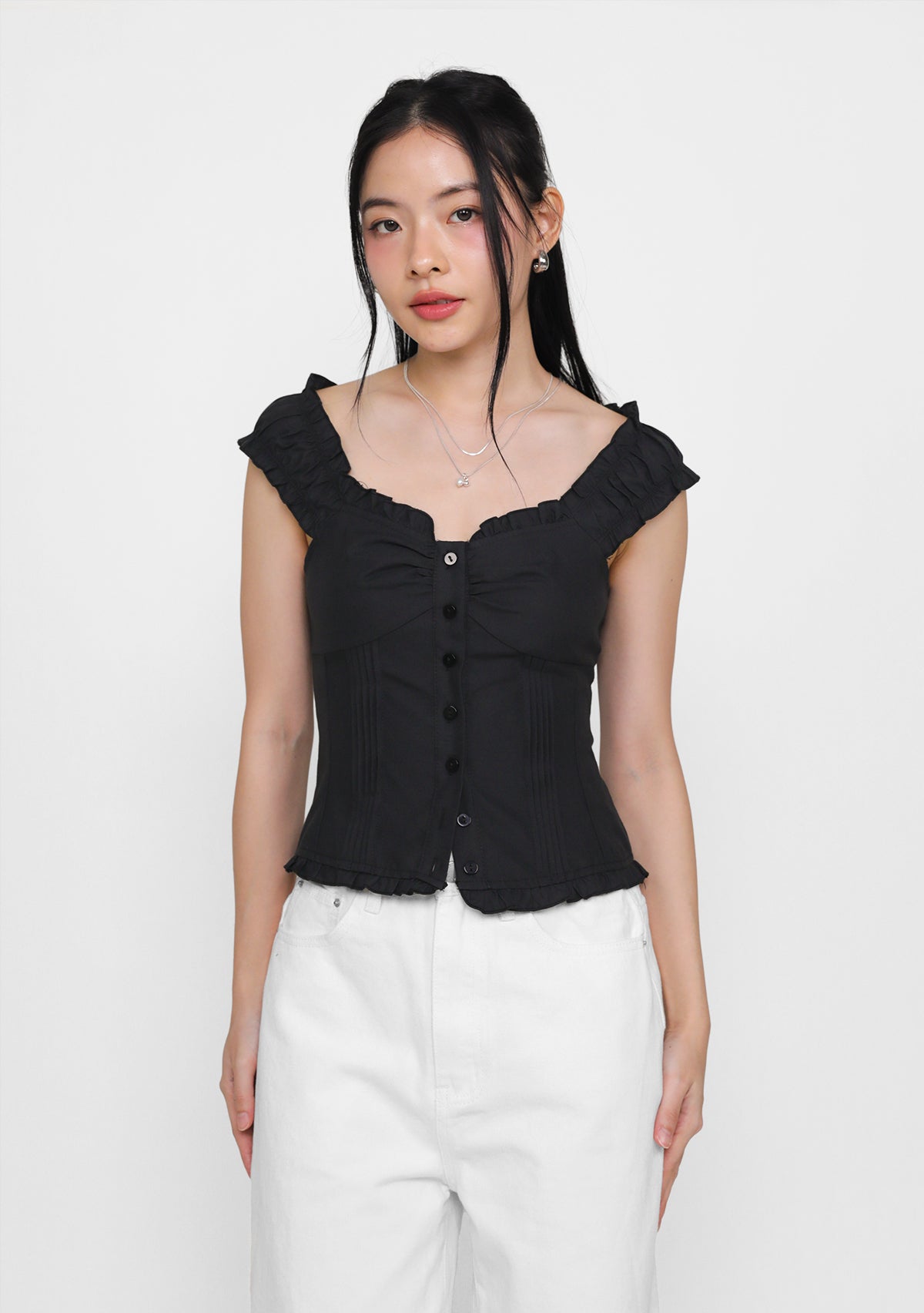 Haru Ruched Button Blouse – The Tinsel Rack