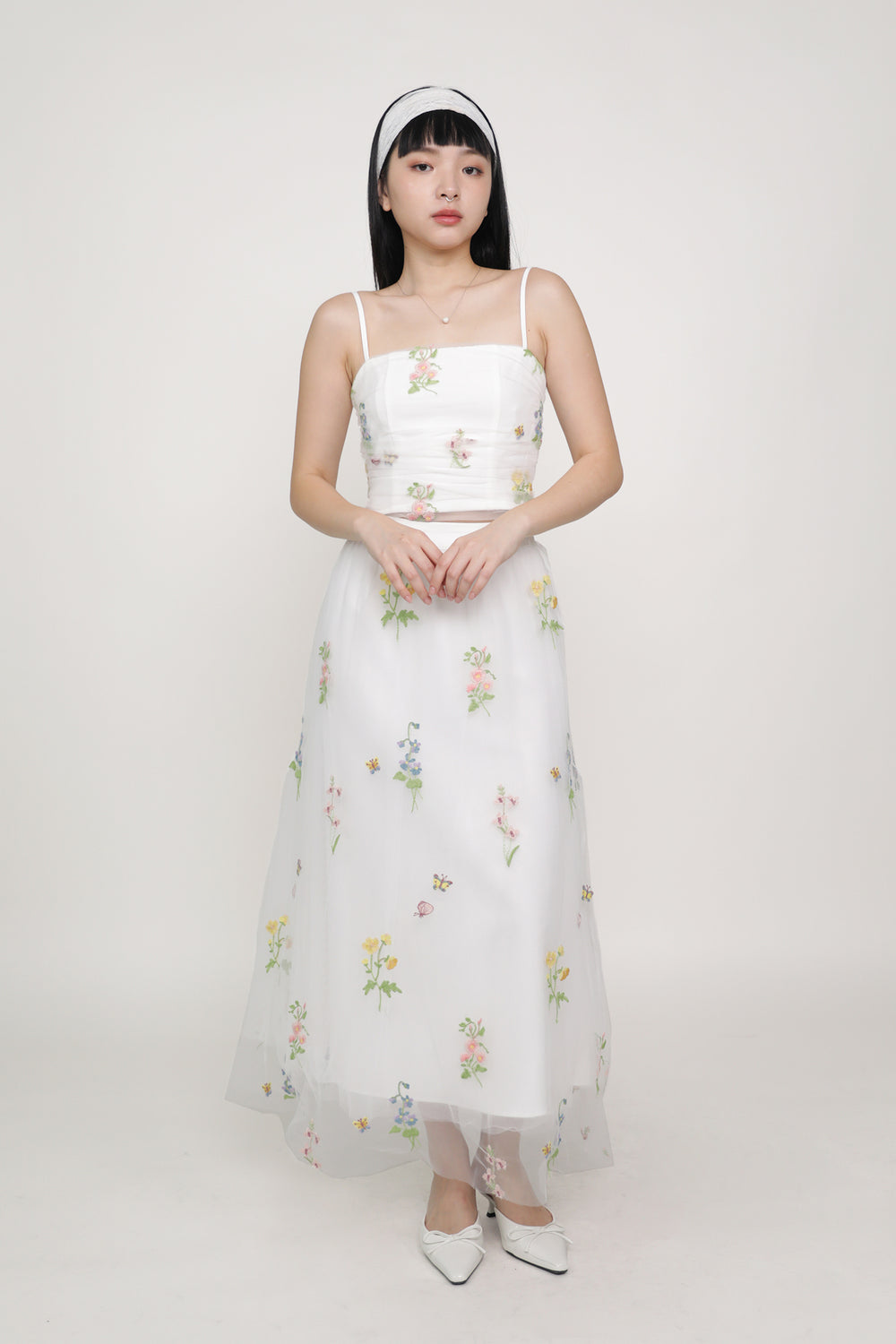 Isadora Embroidery Mesh Maxi Skirt