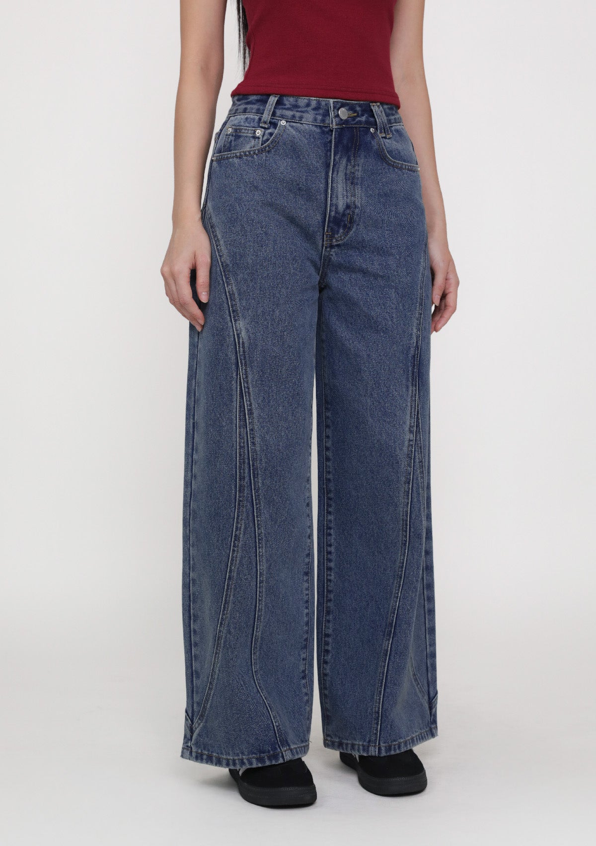 Jake Topstitch Wide Leg Denim Jeans – The Tinsel Rack