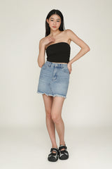 Kass Frayed Denim Skirt