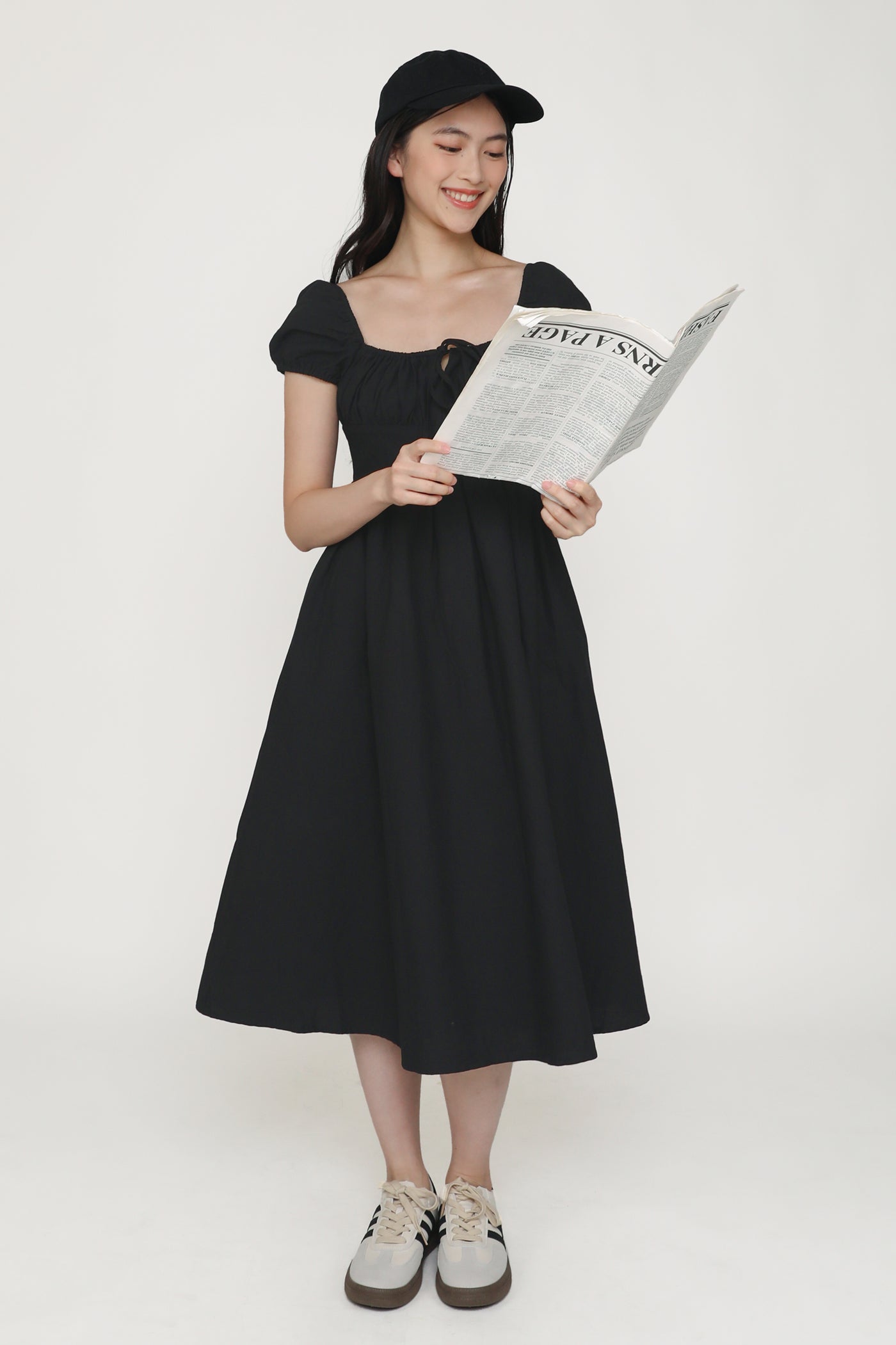 Lanelle Puffy Sleeve Linen Midi Dress – The Tinsel Rack