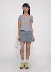 Cindy Lace Trim Blouse (Plaid)