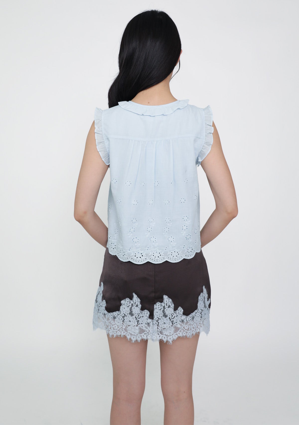 Kaori Eyelet Embroidery Ruffle Top – The Tinsel Rack