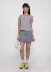 Cindy Lace Trim Blouse (Plaid)