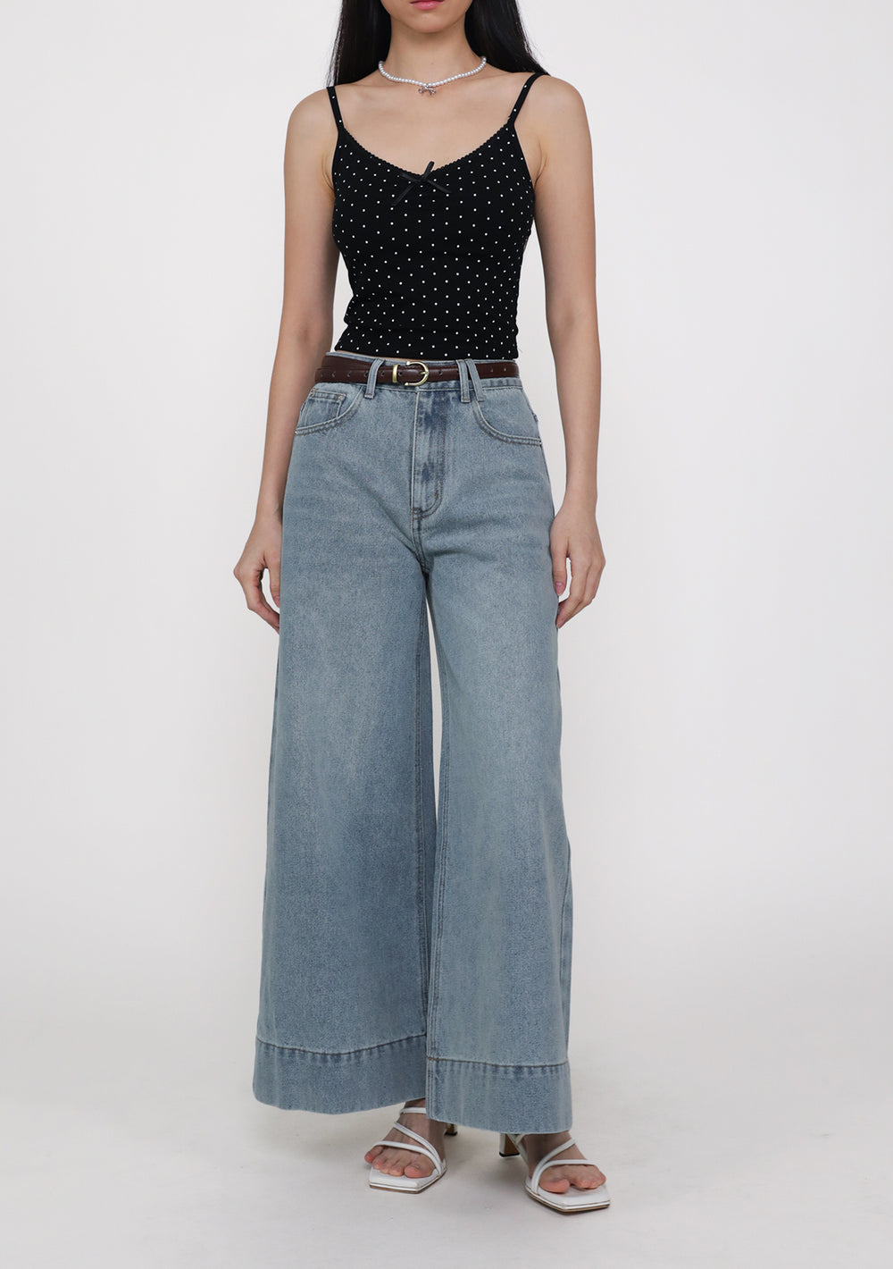 Petite Cole Wide Leg Denim Jeans