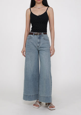 Petite Cole Wide Leg Denim Jeans
