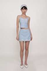 Lilian Embroidery Scallop Hem Top