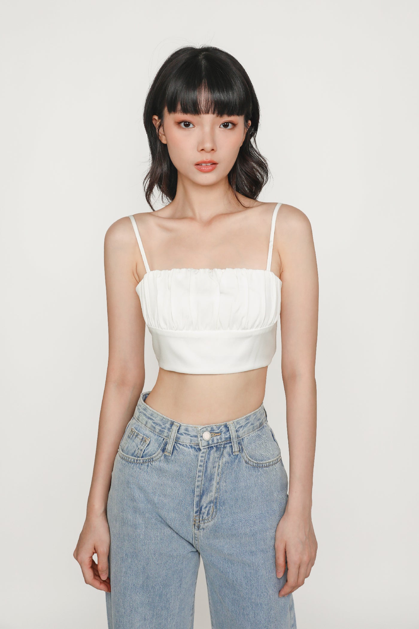 luisa-white-ruched-crop-spag-