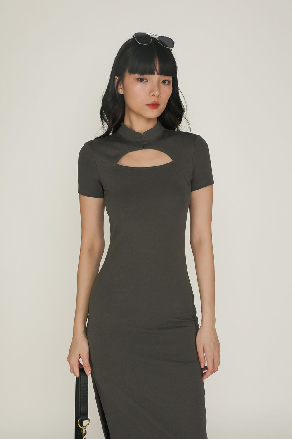 Mae Mandarin Collared Maxi Dress