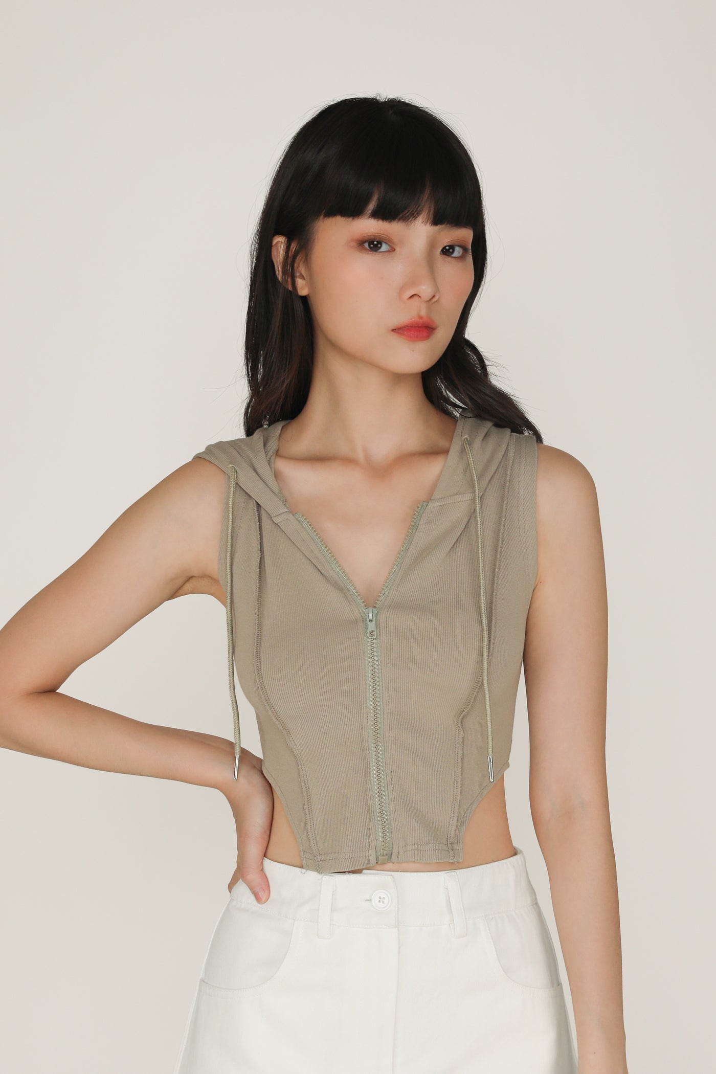 ★MARDI MERCREDI ACTIF★RIBBED SLIM FIT ZIP UP TOP★ Designer fashion, Seoul-fully created | W Concept