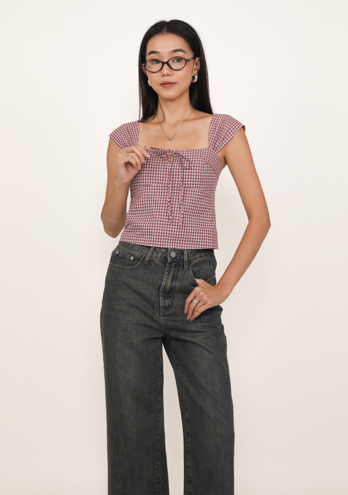 Nyu Ribbon Padded Top (Plaid) – The Tinsel Rack