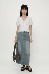 Maybelle Tie Front Puff Sleeve Top