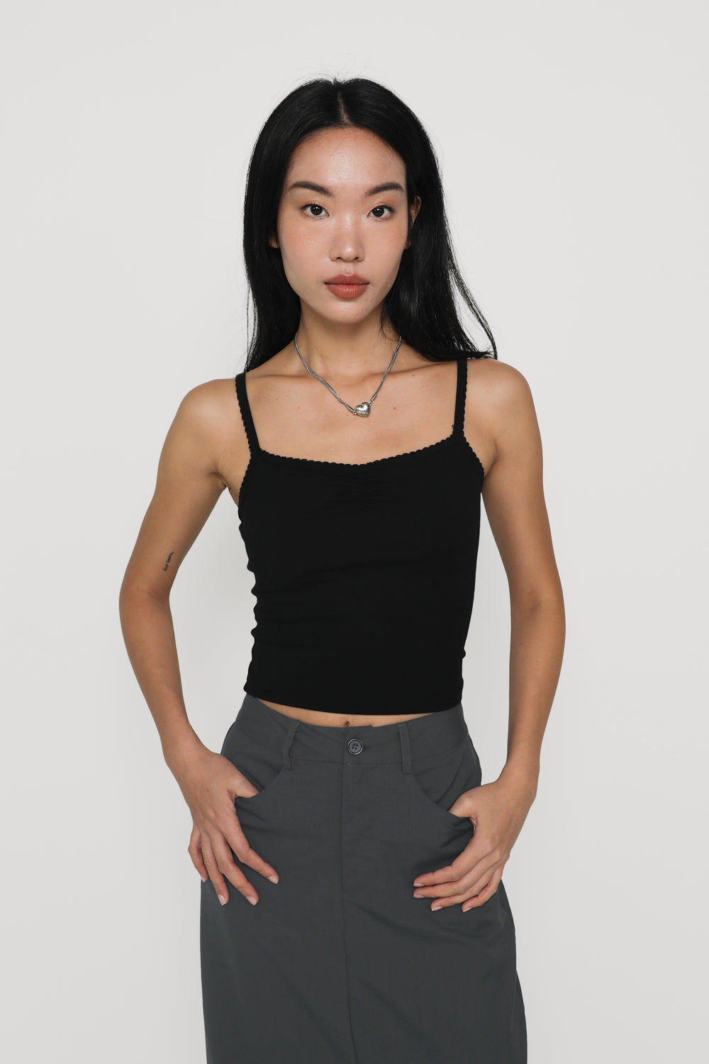Melissa Crochet Ruched Basic Top