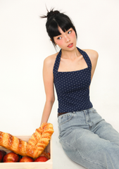 Store Exclusive Dionne Padded Halter Top (Polka Dot)