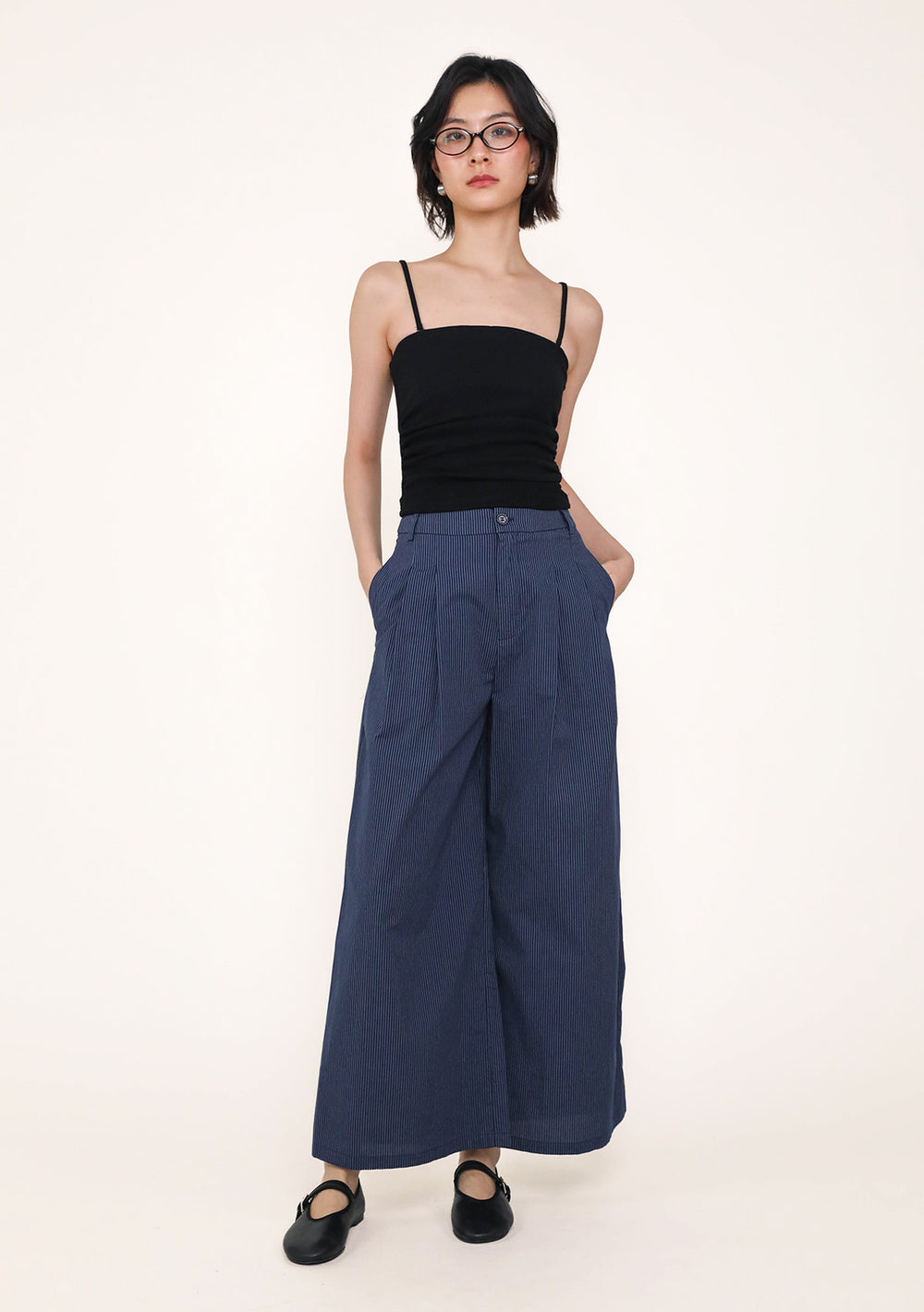 Petite Esra Pleated Pants (Stripes)
