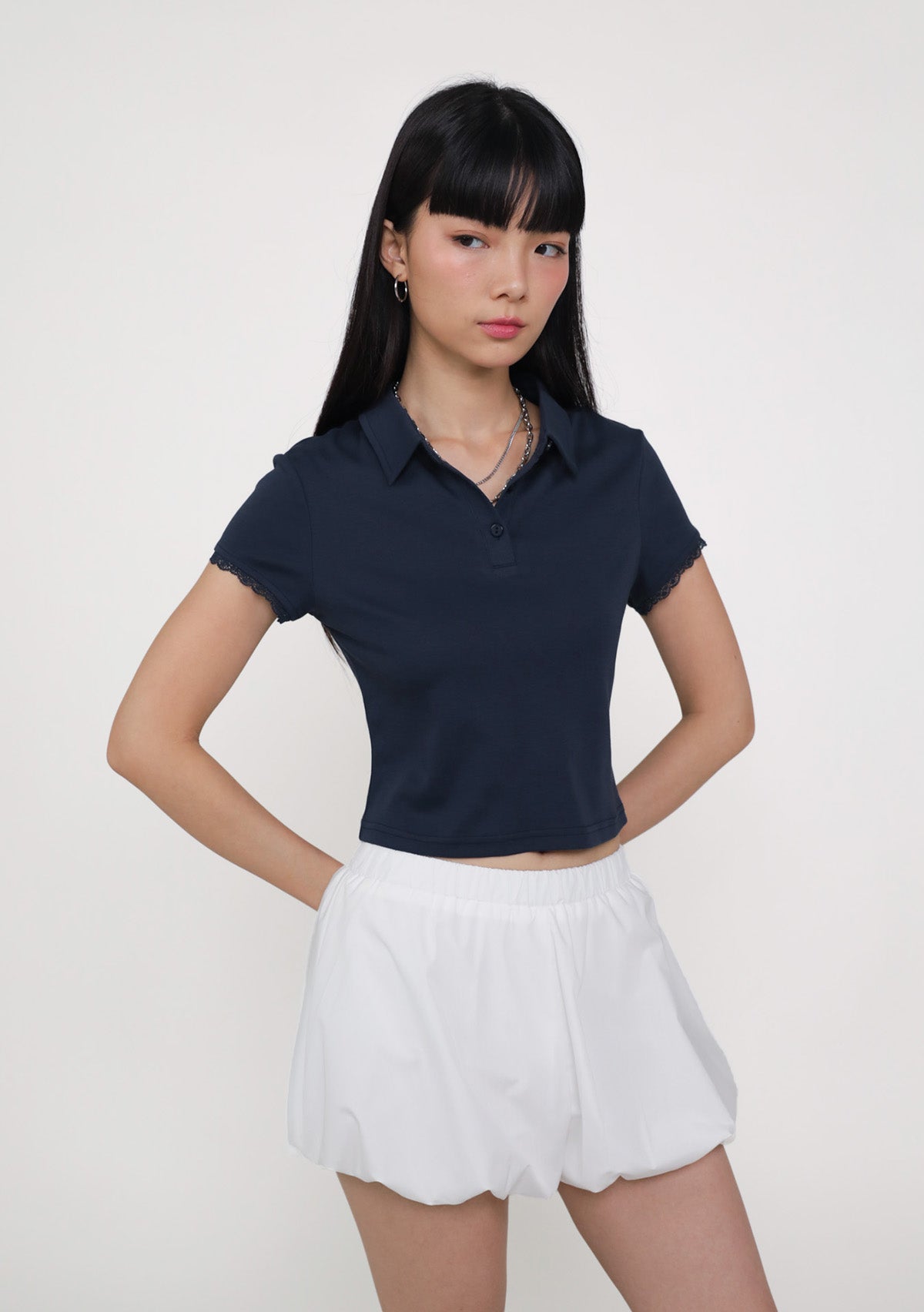 Liana Lace Trim Polo Tee – The Tinsel Rack