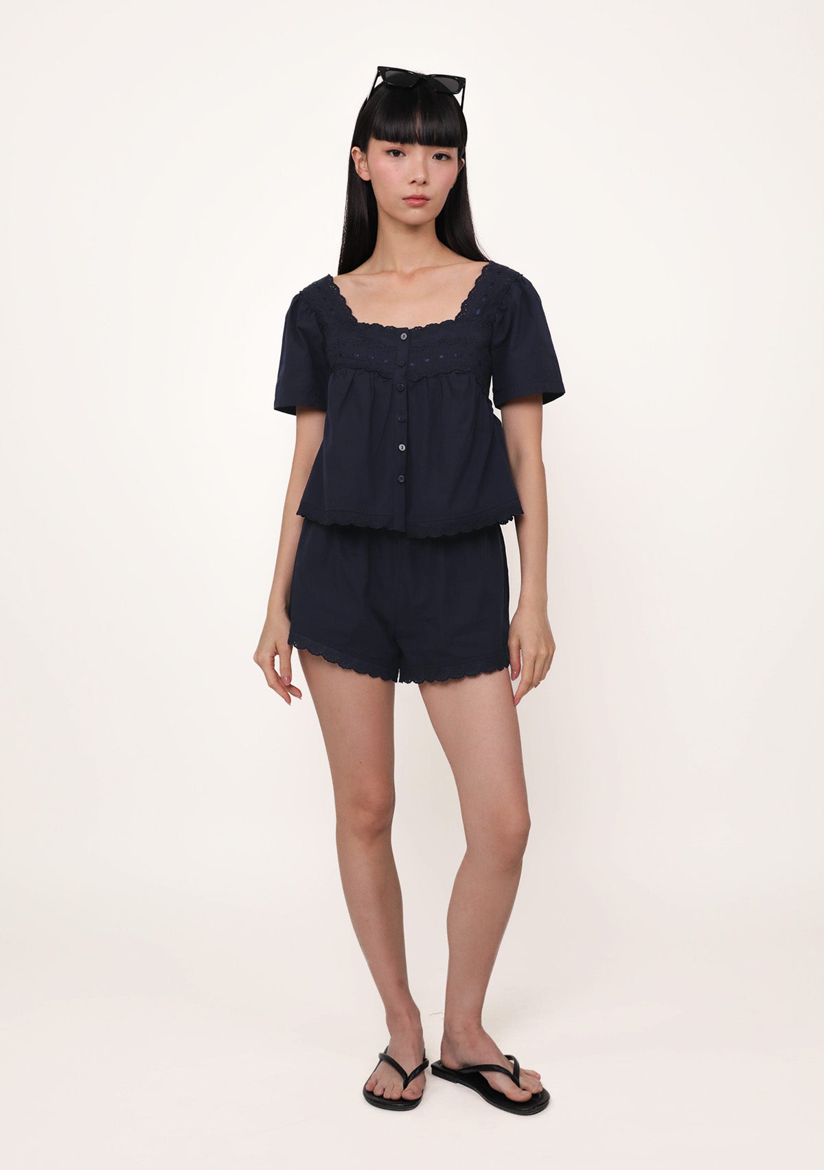 Savina Lace Trim Shorts (Ribbon Embroidery) – The Tinsel Rack