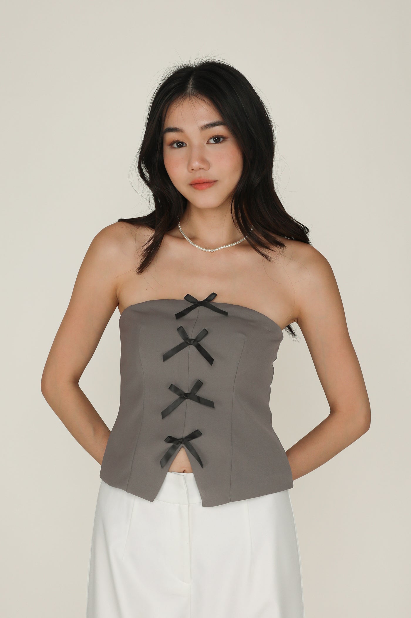 トップス Tina ribbon tops Ribbon Tie Strap Tank Top OD329 - Korean Women's Fashion
