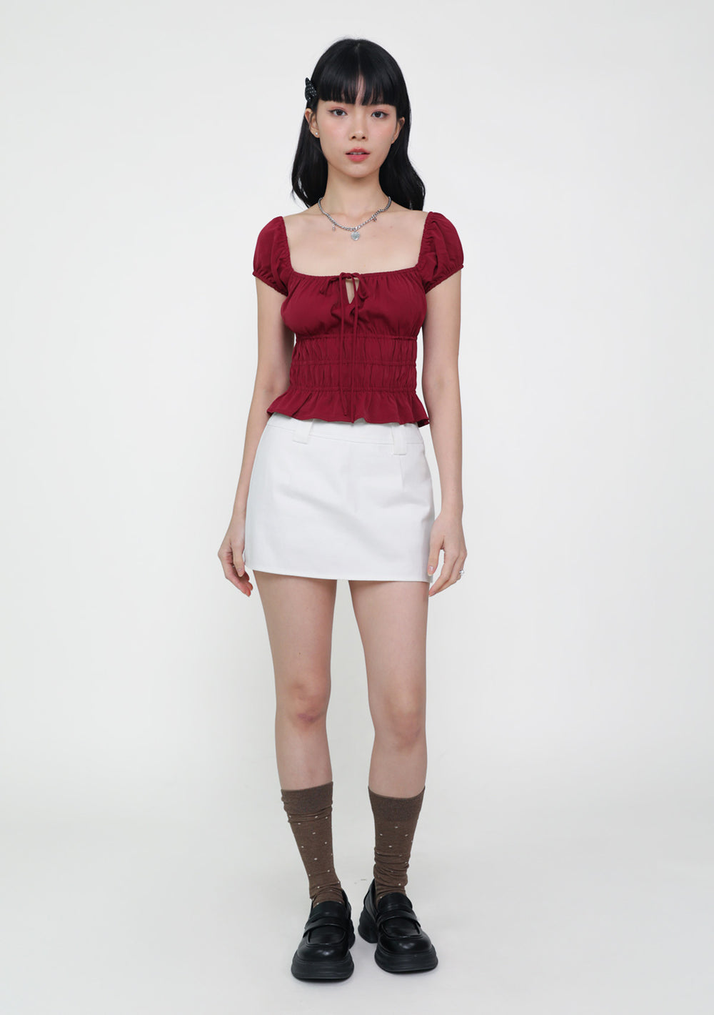 Lyra Ribbon Shirred Top
