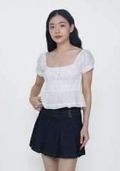 Skye Pleated Denim Skorts