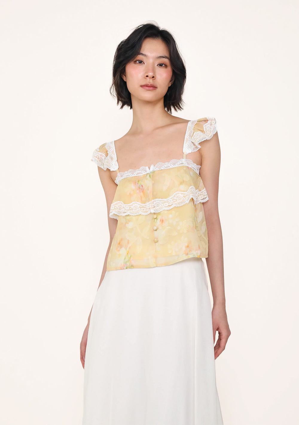 Bali Lace Tiered Top (Printed)