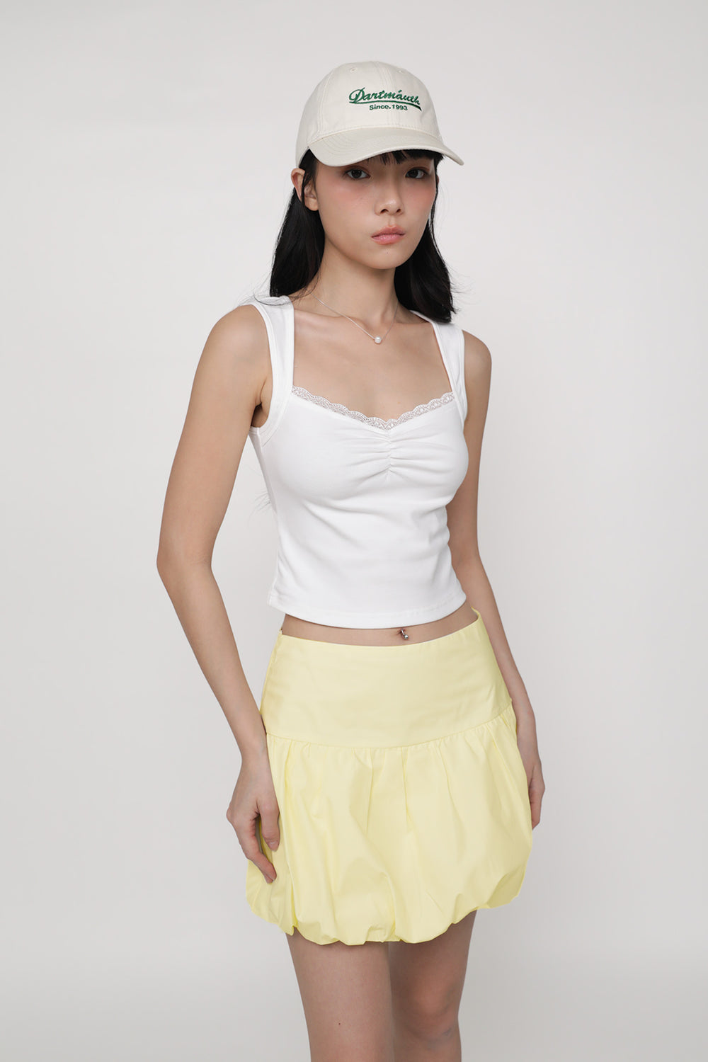 Sylvia Ruched Lace Trim Top