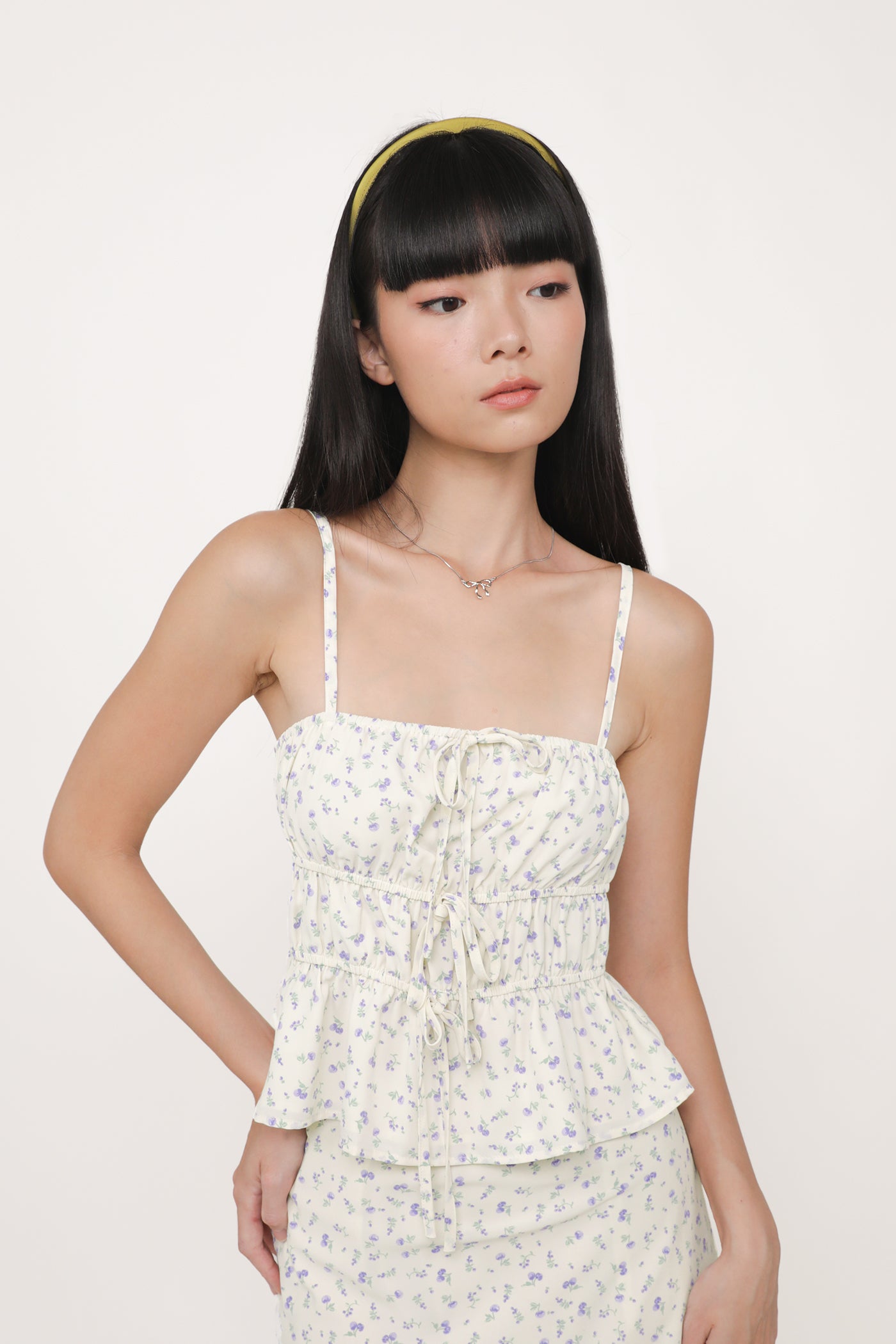 andmary ♡ Avrill ribbon tops Violetta Ribbon Shirred Top – The Tinsel Rack