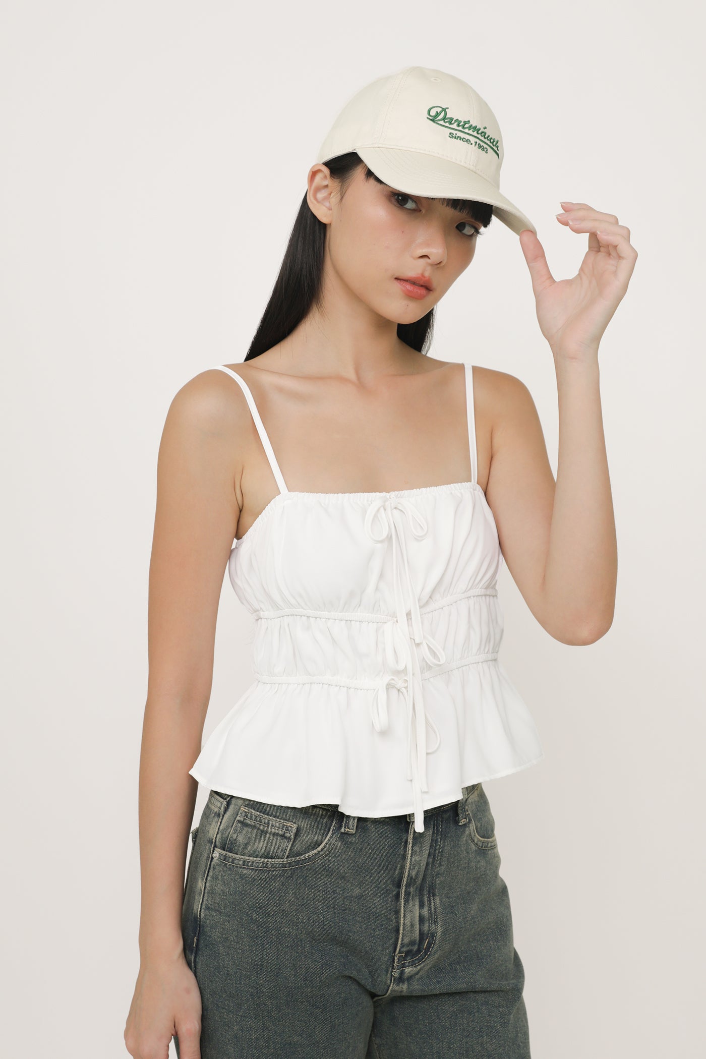 トップス Violet ribbon tops ivory Violetta Ribbon Shirred Top – The Tinsel Rack