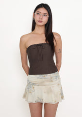 Clarina Ruched Mesh Skorts (Floral)