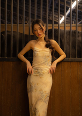 Lyanna Ruched Mesh Padded Dress (Floral)