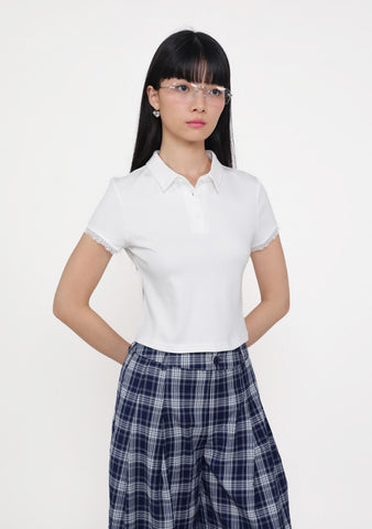 Liana Lace Trim Polo Tee
