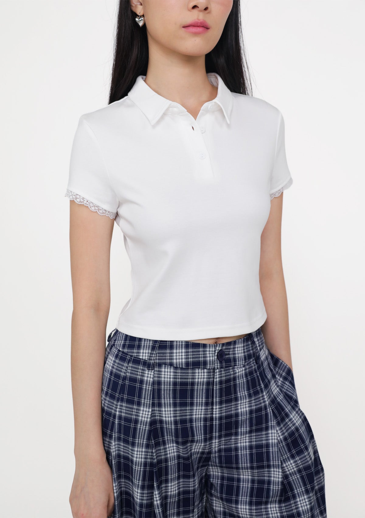 Liana Lace Trim Polo Tee – The Tinsel Rack