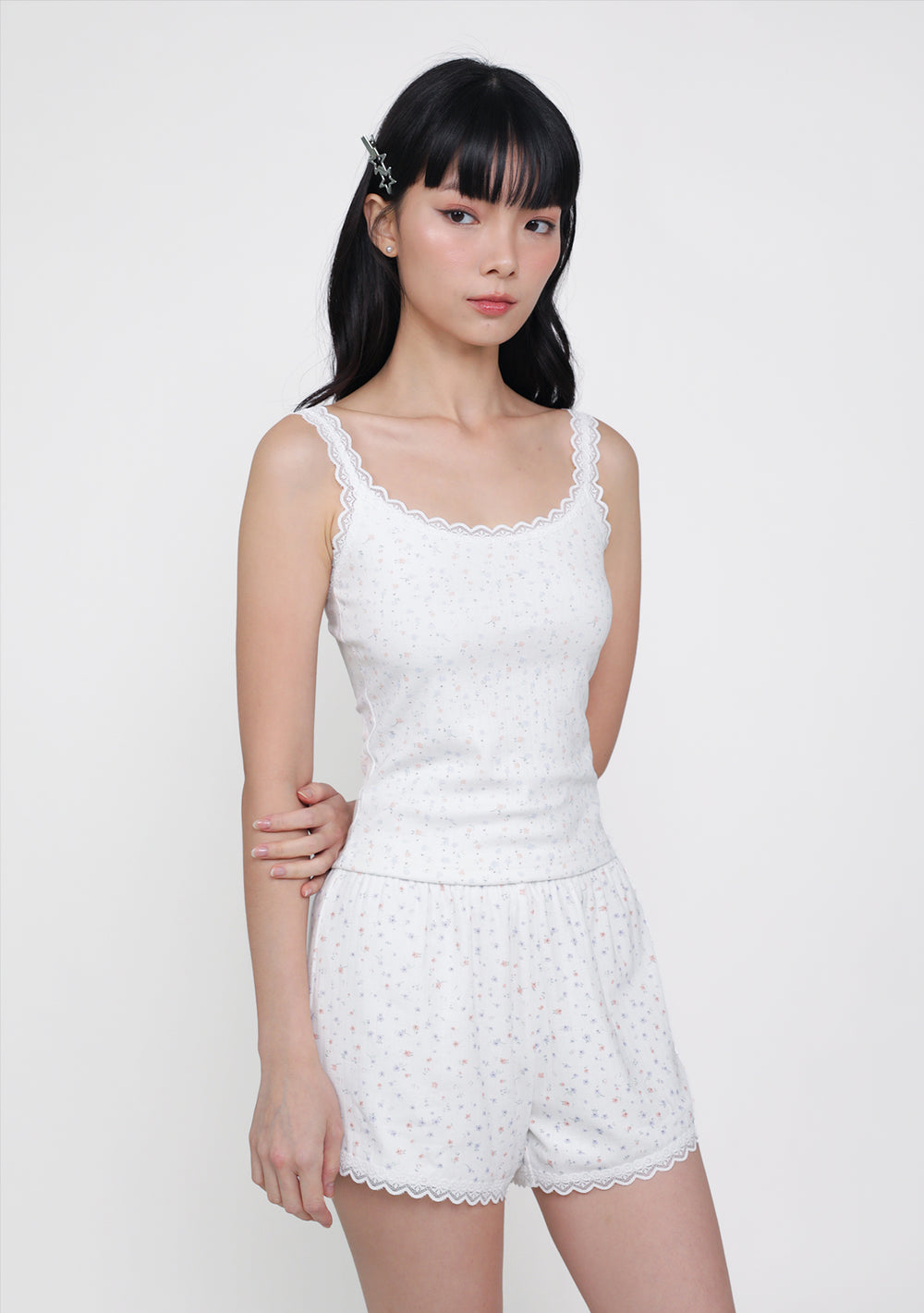 Miela Lace Trim Lounge Shorts