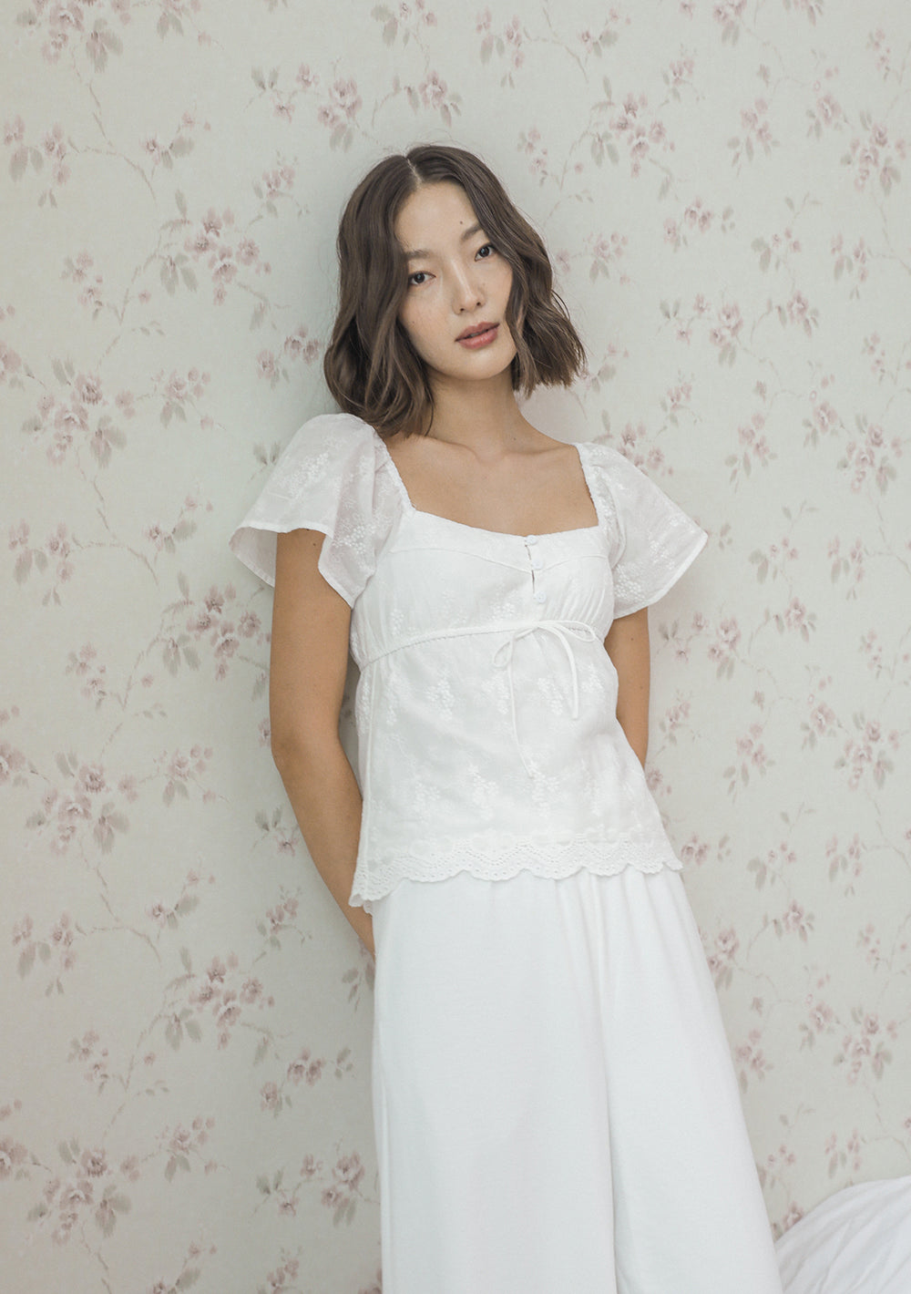 Nora Sleeve Padded Top (Eyelet)