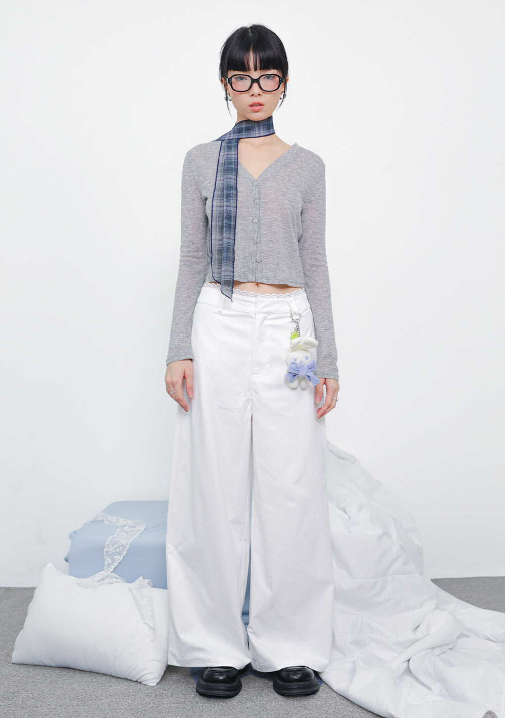 Olivia Lace Trim Wide Leg Pants