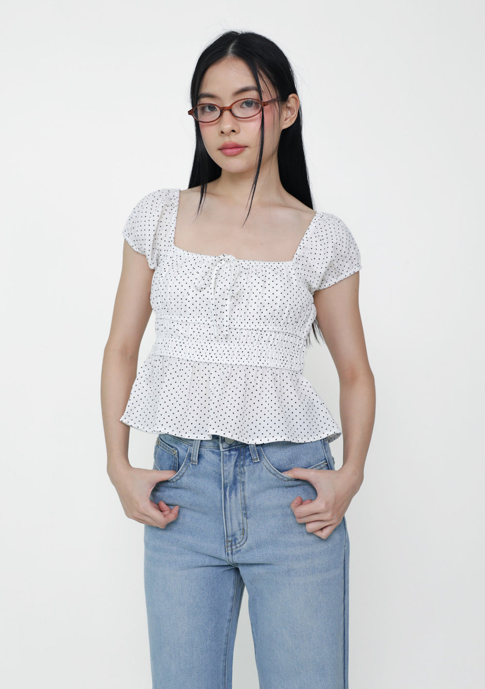 Yukari Babydoll Top (Polka Dot)