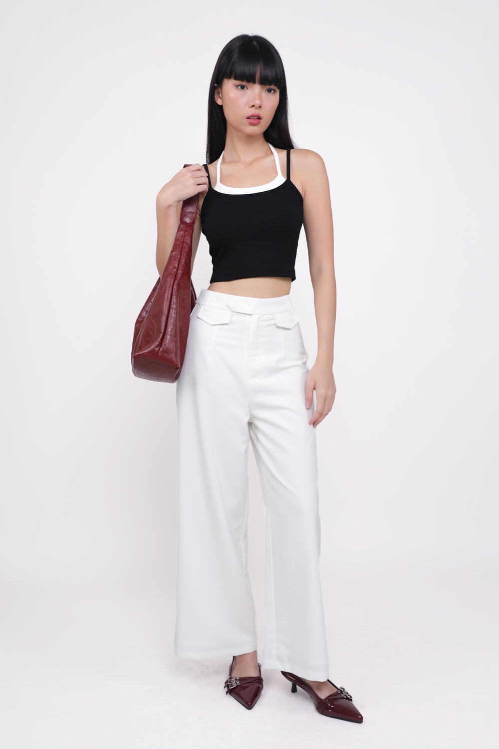 Yuri Layered Basic Crop Padded Top